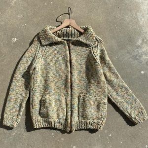 Vintage 60s hand knitted zip up cardigan